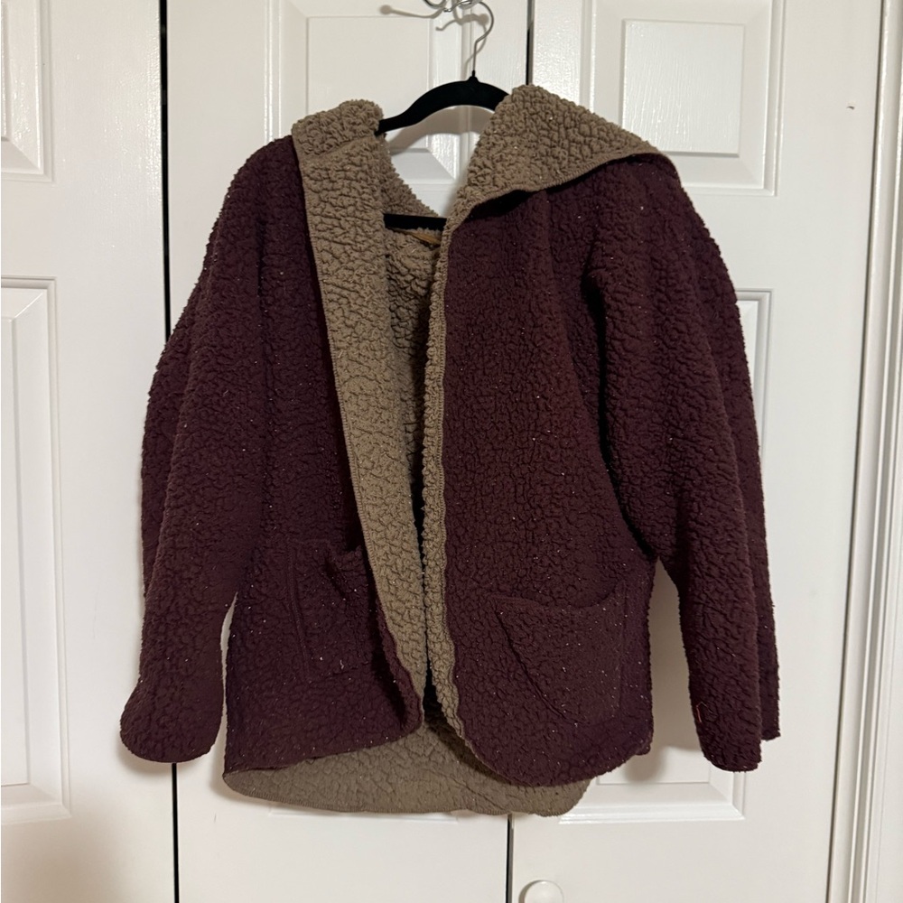 Reversible Brown and Tan Sherpa Jacket